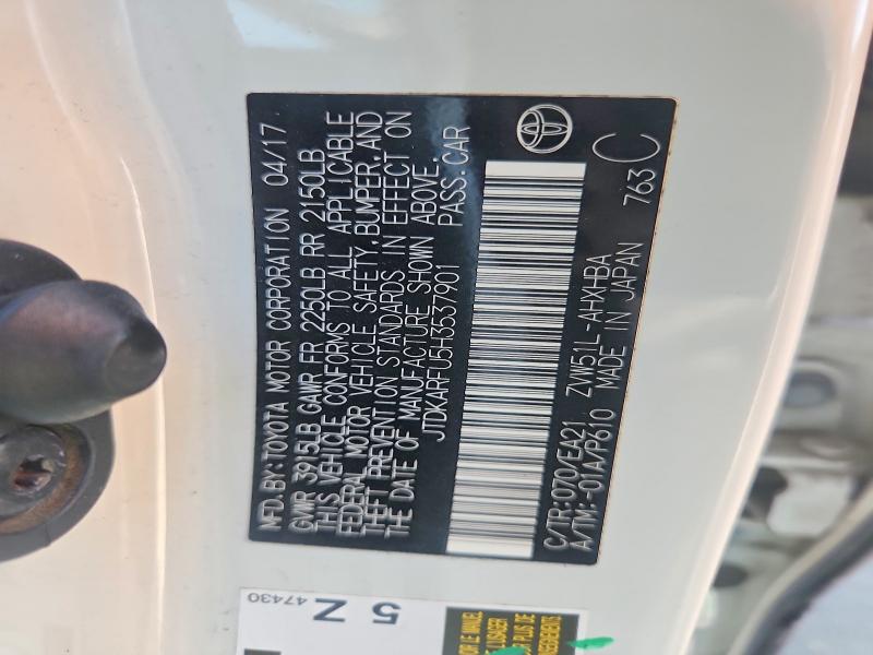 2017 Toyota Prius მანქანა იყიდება აუქციონზე, vin: JTDKARFU5H3537901, აუქციონის ნომერი: 61975626