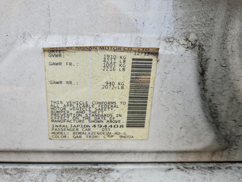 2013 Nissan Altima მანქანა იყიდება აუქციონზე, vin: 1N4AL3AP1DN494408, აუქციონის ნომერი: 60656676