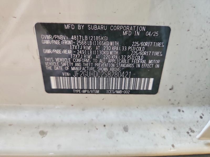60245926 :رقم المزاد ، JF2GUHDC2S8280421 vin ، 2025 Subaru Crosstrek مزاد بيع