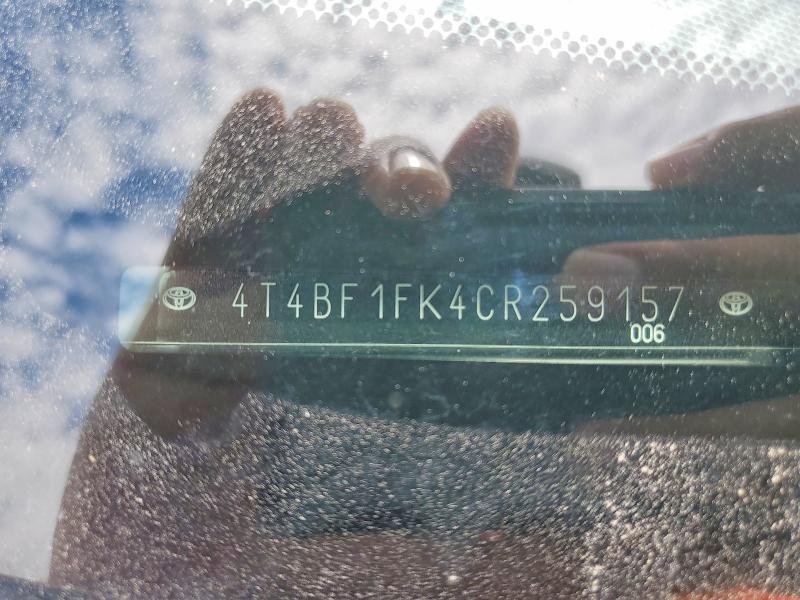 58990536 :رقم المزاد ، 4T4BF1FK4CR259157 vin ، 2012 Toyota Camry مزاد بيع