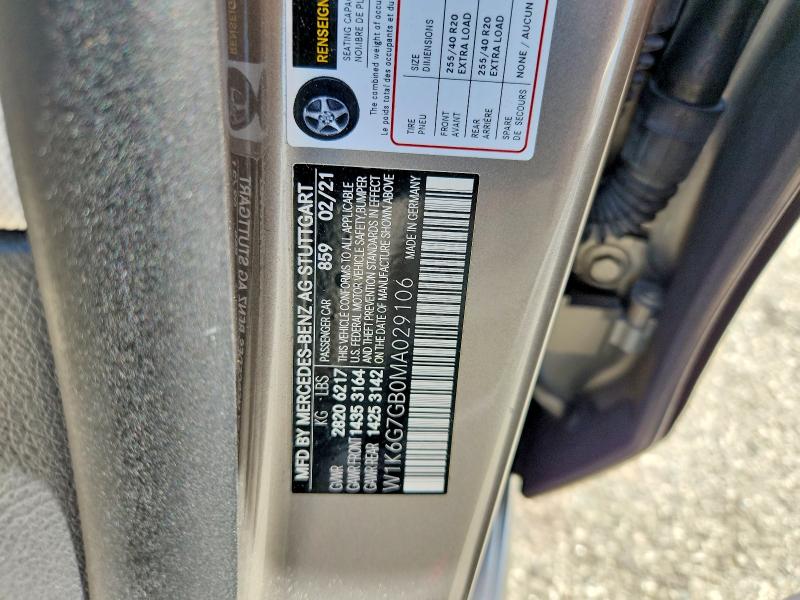 2021 Mercedes-benz S მანქანა იყიდება აუქციონზე, vin: W1K6G7GB0MA029106, აუქციონის ნომერი: 60610006