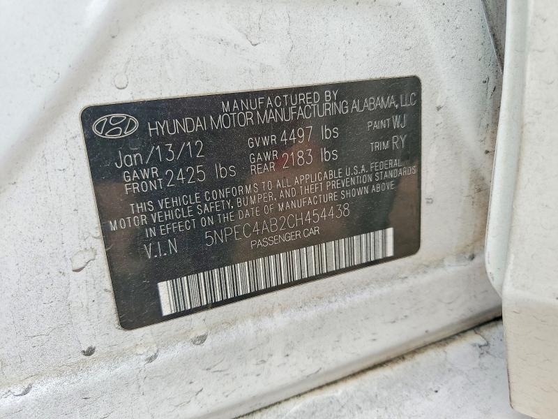 Продаж на аукціоні авто 2012 Hyundai Sonata, vin: 5NPEC4AB2CH454438, номер лоту: 61875726
