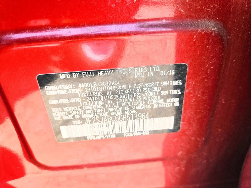 Aukcja sprzedaży 2016 Subaru Forester, vin: JF2SJABC6GH513964, numer aukcji: 60652796