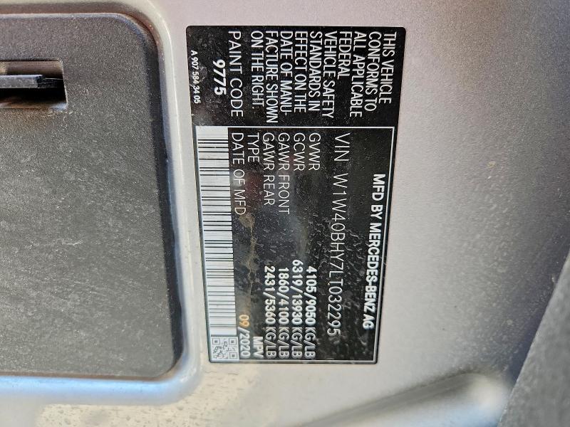 Aukcja sprzedaży 2020 Mercedes-benz Sprinter, vin: W1W40BHY7LT032295, numer aukcji: 58579416