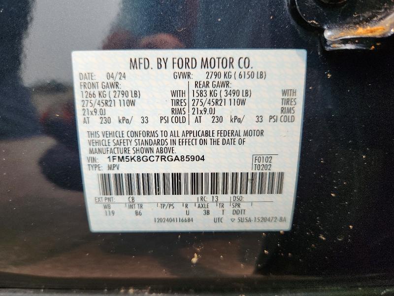 61483336 :رقم المزاد ، 1FM5K8GC7RGA85904 vin ، 2024 Ford Explorer St مزاد بيع