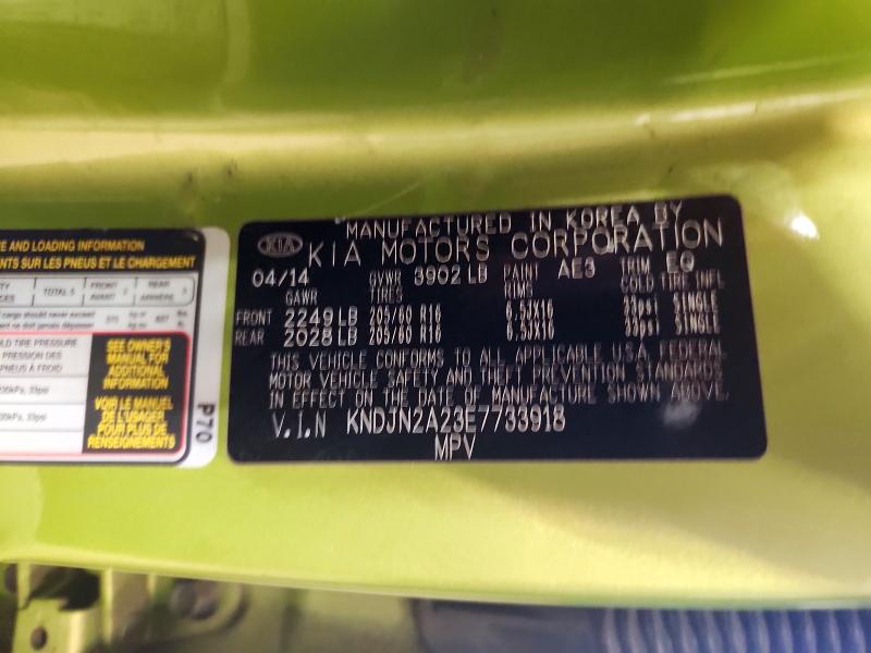 61931666 :رقم المزاد ، KNDJN2A23E7733918 vin ، 2014 Kia Soul مزاد بيع