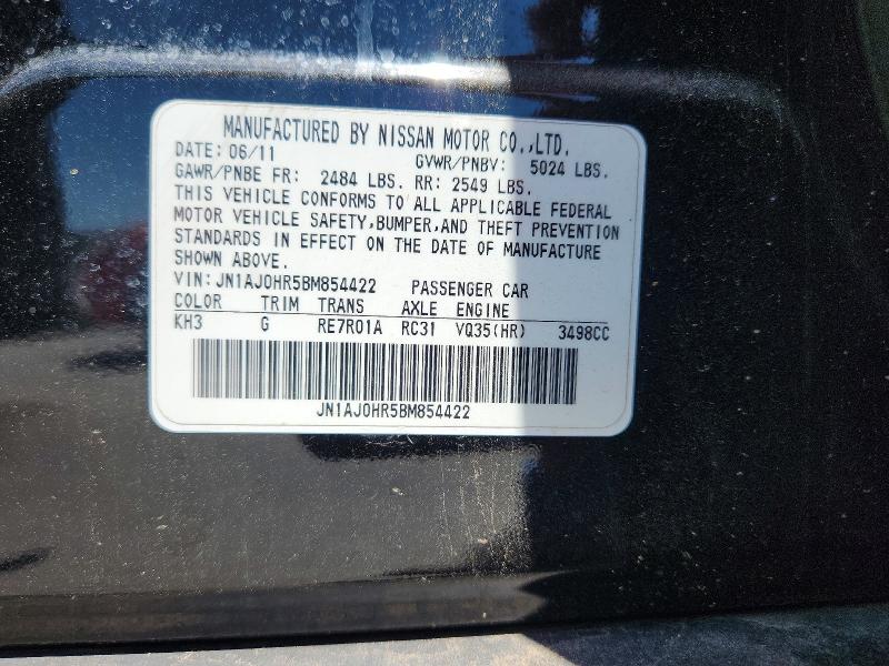 61800606 :رقم المزاد ، JN1AJ0HR5BM854422 vin ، 2011 Infiniti Ex35 مزاد بيع
