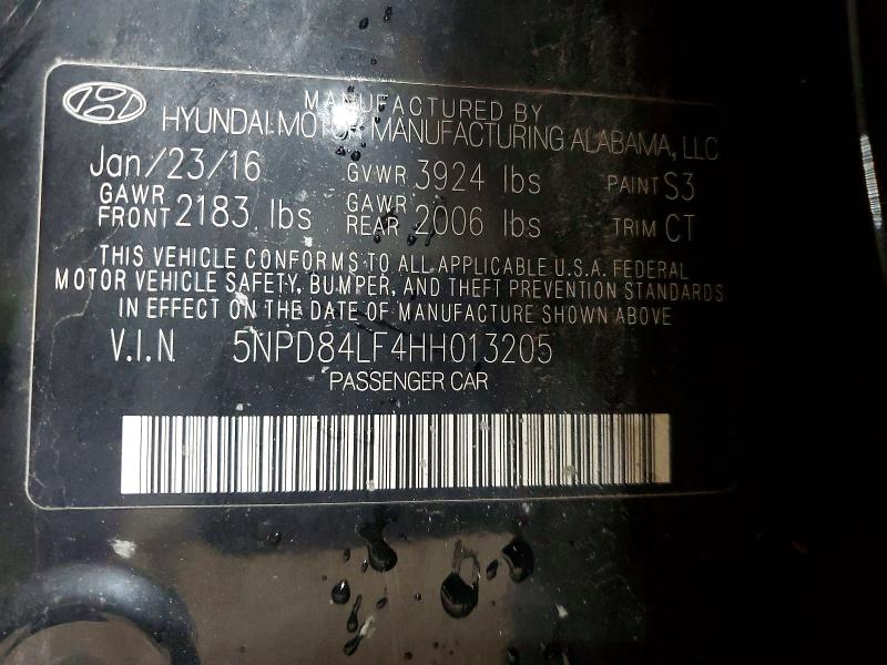61031776 :رقم المزاد ، 5NPD84LF4HH013205 vin ، 2017 Hyundai Elantra مزاد بيع