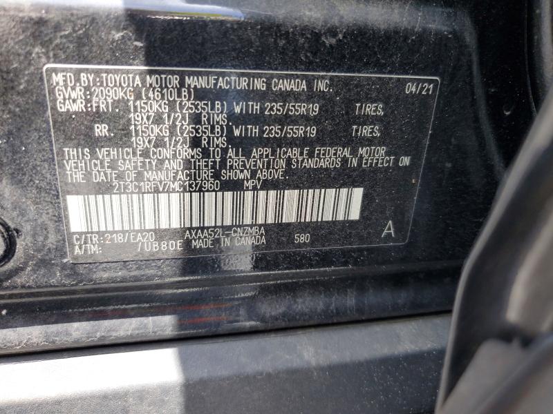 2021 Toyota Rav4 მანქანა იყიდება აუქციონზე, vin: 2T3C1RFV7MC137960, აუქციონის ნომერი: 62039926