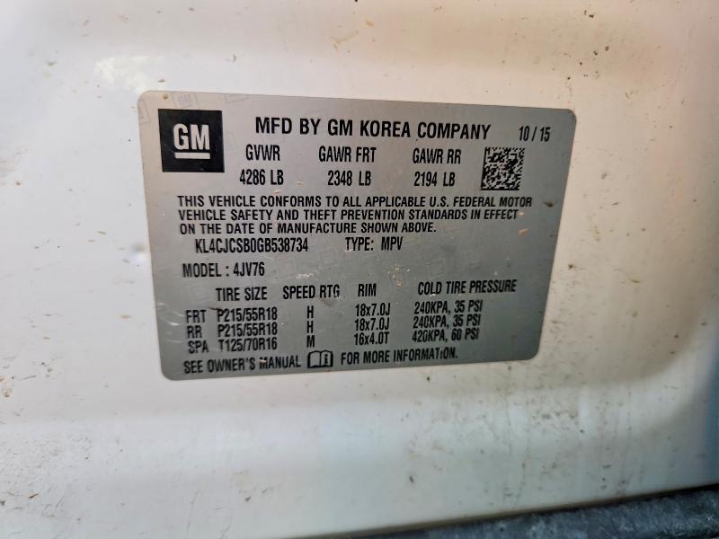 Aukcja sprzedaży 2016 Buick Encore, vin: KL4CJCSB0GB538734, numer aukcji: 63155616