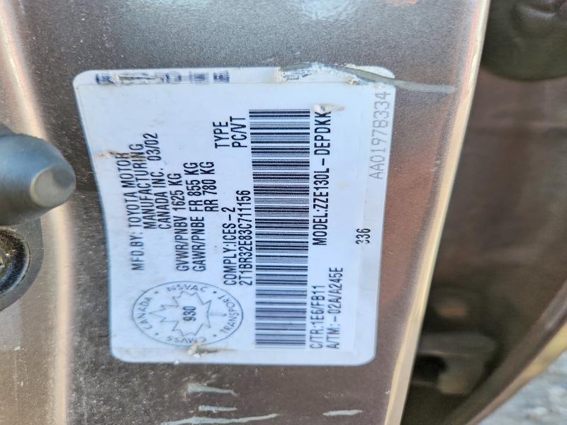 Продажа на аукционе авто 2003 Toyota Corolla, vin: 2T1BR32E83C711156, номер лота: 57880786
