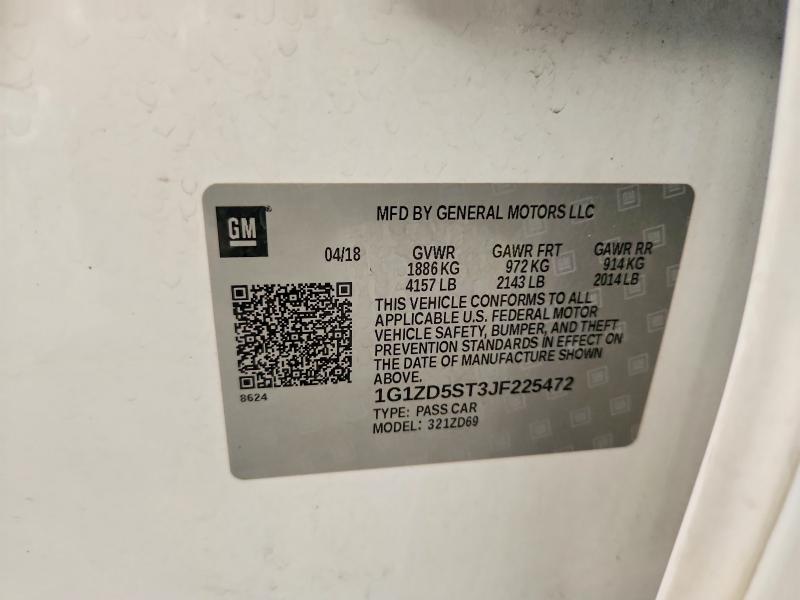 Продаж на аукціоні авто 2018 Chevrolet Malibu, vin: 1G1ZD5ST3JF225472, номер лоту: 60239346