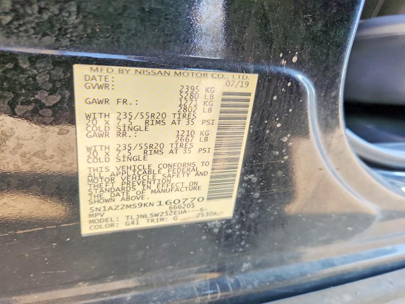 Продажа на аукционе авто 2019 Nissan Murano, vin: 5N1AZ2MS9KN160770, номер лота: 62465236