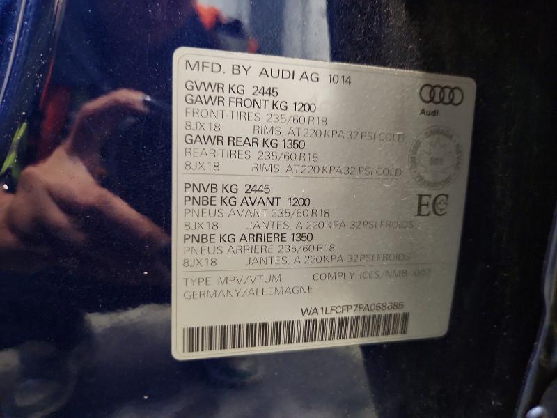 Продажа на аукционе авто 2015 Audi Q5, vin: WA1LFCFP7FA058685, номер лота: 60070066