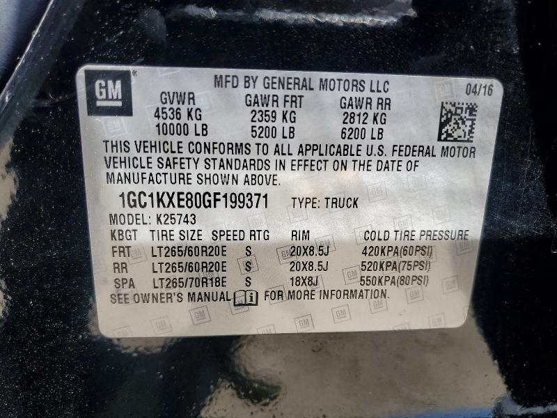 Aukcja sprzedaży 2016 Chevrolet Silverado, vin: 1GC1KXE80GF199371, numer aukcji: 63501486