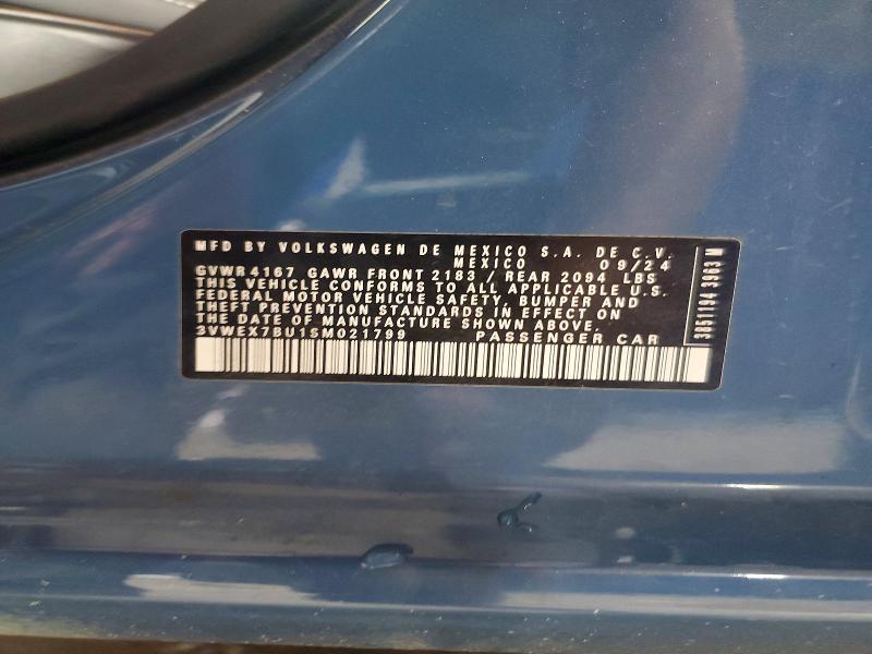 2025 Volkswagen Jetta მანქანა იყიდება აუქციონზე, vin: 3VWEX7BU1SM021799, აუქციონის ნომერი: 60314856