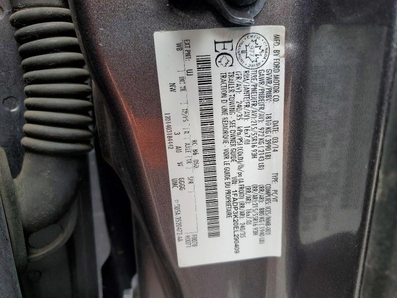 61446686 :رقم المزاد ، 1FADP3K20EL290409 vin ، 2014 Ford Focus مزاد بيع