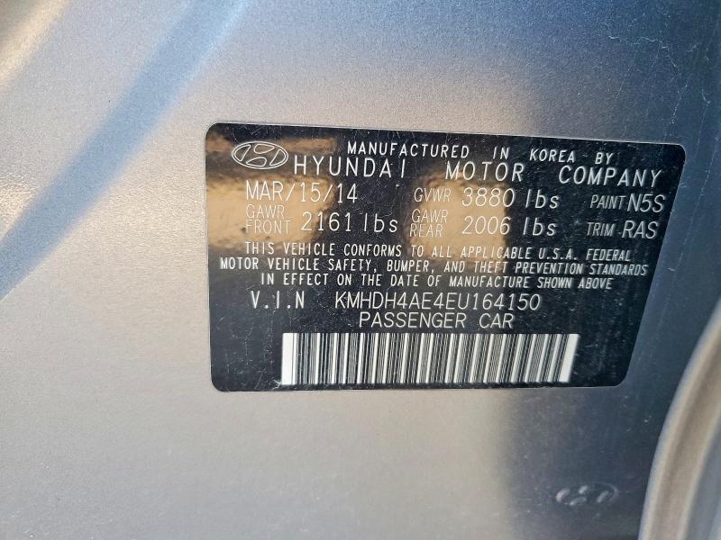 60958876 :رقم المزاد ، KMHDH4AE4EU164150 vin ، 2014 Hyundai Elantra مزاد بيع