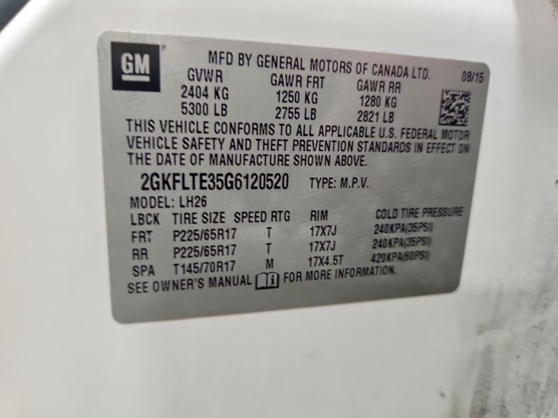 Aukcja sprzedaży 2016 Gmc Terrain, vin: 2GKFLTE35G6120520, numer aukcji: 58848736