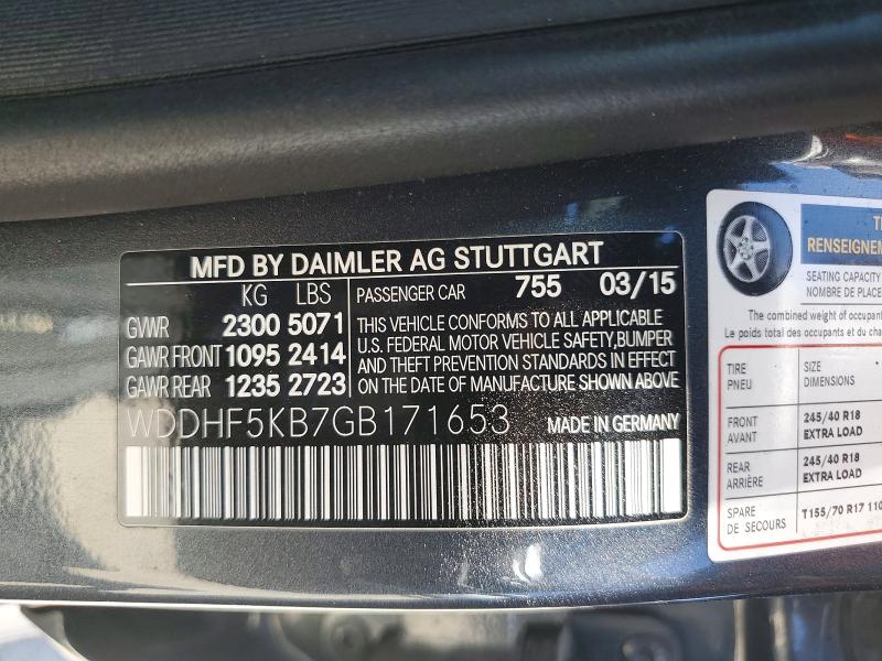 60249516 :رقم المزاد ، WDDHF5KB7GB171653 vin ، 2016 Mercedes-benz E مزاد بيع