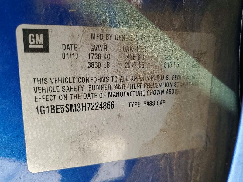 59886236 :رقم المزاد ، 1G1BE5SM3H7224866 vin ، 2017 Chevrolet Cruze مزاد بيع
