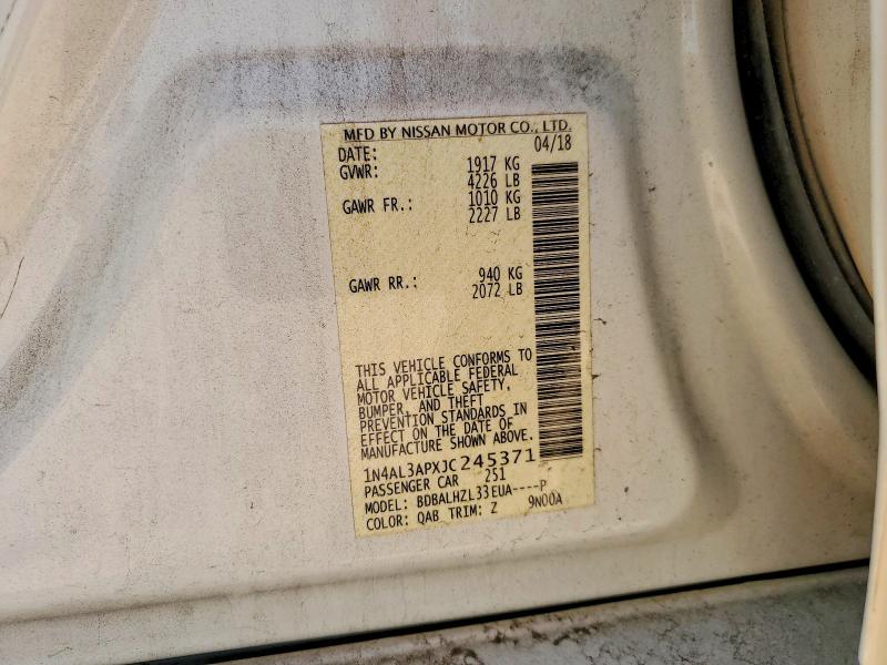 Aukcja sprzedaży 2018 Nissan Altima, vin: 1N4AL3APXJC245371, numer aukcji: 61374186
