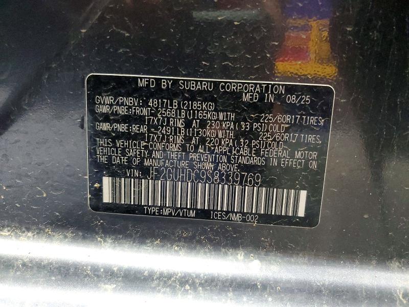 59307576 :رقم المزاد ، JF2GUHDC9S8339769 vin ، 2025 Subaru Crosstrek مزاد بيع
