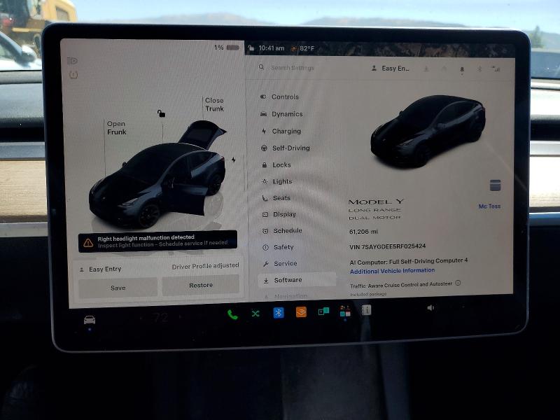 Aukcja sprzedaży 2024 Tesla Model Y, vin: 7SAYGDEE5RF025424, numer aukcji: 61365596