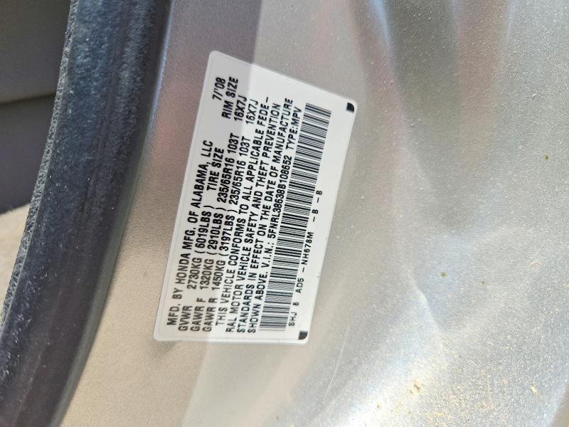 62530826 :رقم المزاد ، 5FNRL38638B108652 vin ، 2008 Honda Odyssey مزاد بيع