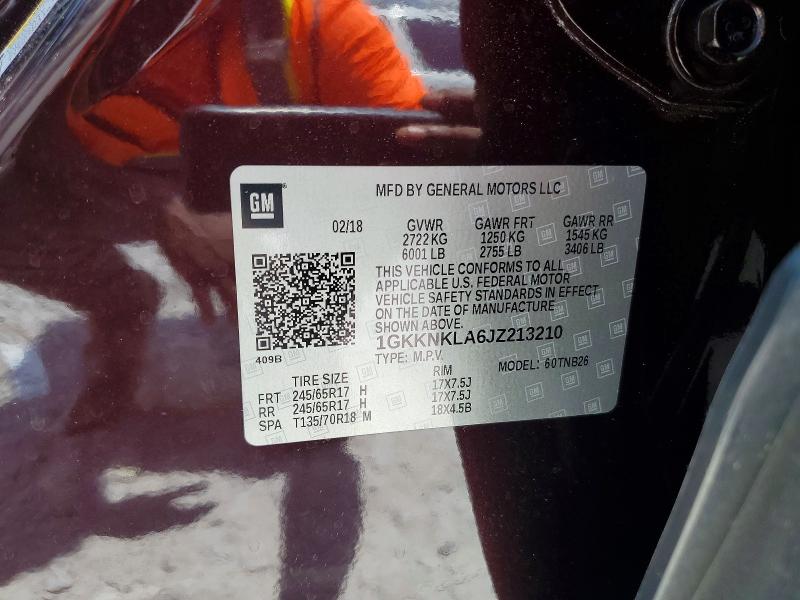 Aukcja sprzedaży 2018 Gmc Acadia, vin: 1GKKNKLA6JZ213210, numer aukcji: 58540576