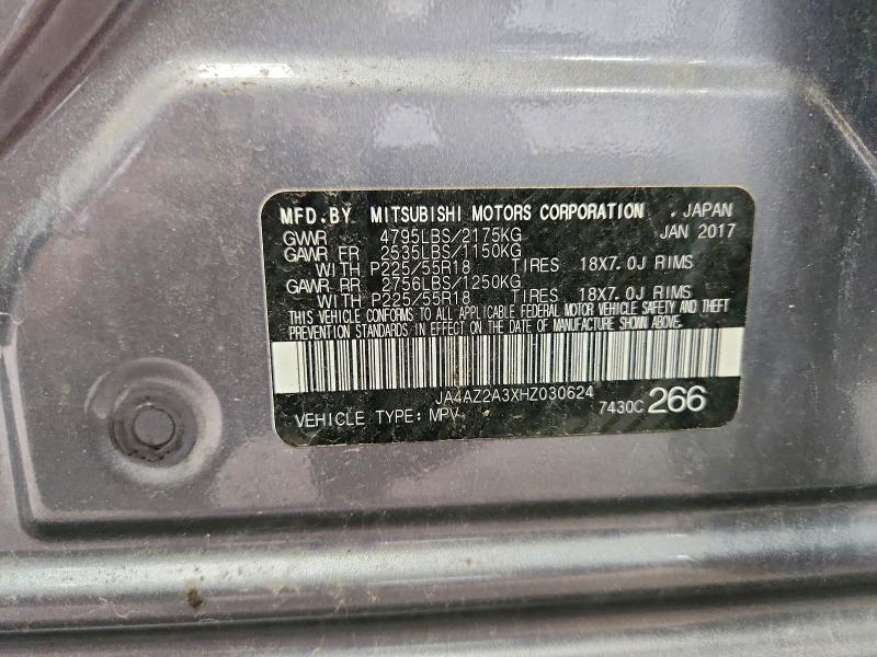 60979716 :رقم المزاد ، JA4AZ2A3XHZ030624 vin ، 2017 Mitsubishi Outlander مزاد بيع