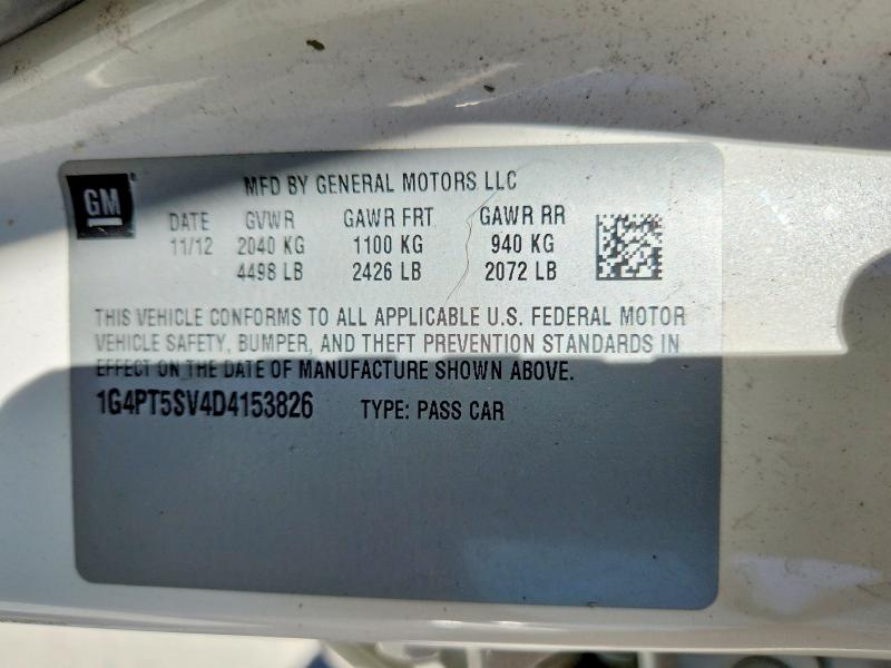 59616766 :رقم المزاد ، 1G4PT5SV4D4153826 vin ، 2013 Buick Verano مزاد بيع
