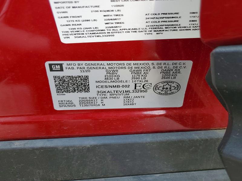 2021 Gmc Terrain მანქანა იყიდება აუქციონზე, vin: 3GKALTEV1ML332950, აუქციონის ნომერი: 61532286