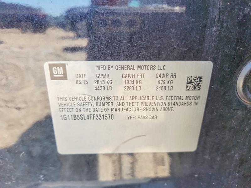 Продаж на аукціоні авто 2015 Chevrolet Malibu, vin: 1G11B5SL4FF331570, номер лоту: 60866756