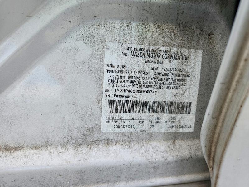 Продажа на аукционе авто 2008 Mazda 6, vin: 1YVHP80C885M43741, номер лота: 60399386