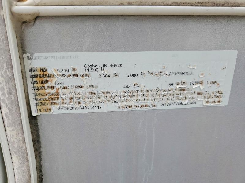 Auction sale of the 2004 Keystone Sprinter, vin: 4YDF297284A214117, lot number: 61737206