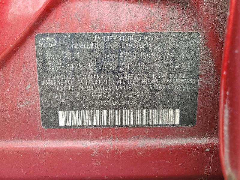 2012 Hyundai Sonata მანქანა იყიდება აუქციონზე, vin: 5NPEB4AC1CH428117, აუქციონის ნომერი: 59652926