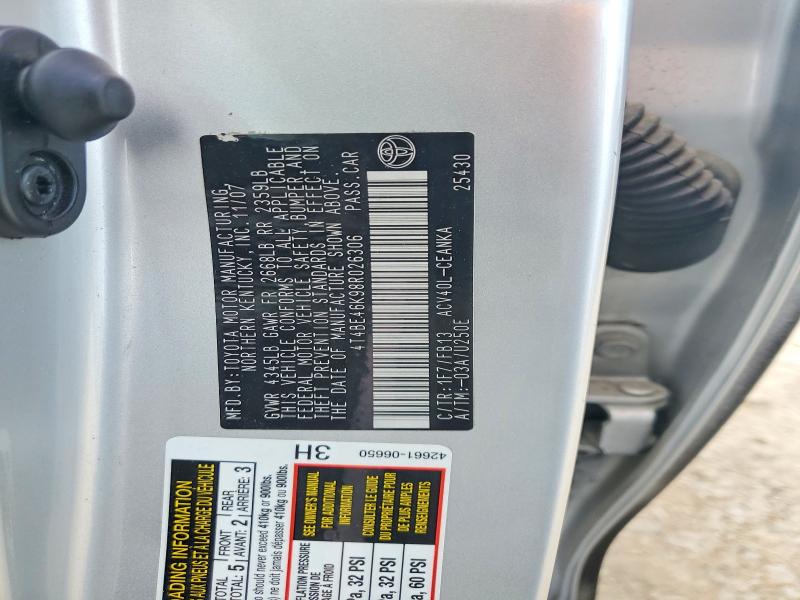 2008 Toyota Camry მანქანა იყიდება აუქციონზე, vin: 4T4BE46K98R026306, აუქციონის ნომერი: 62421616