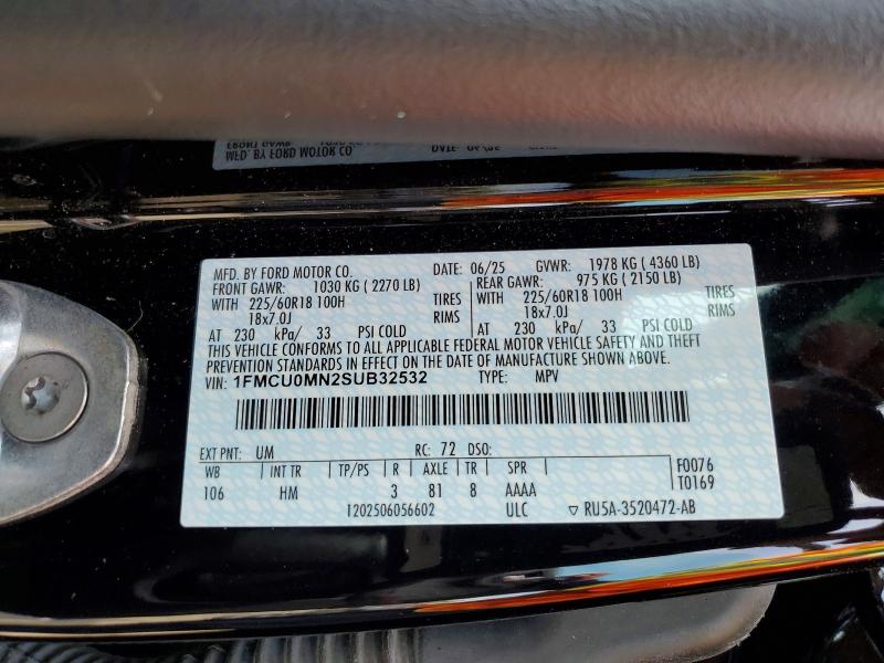 61774056 :رقم المزاد ، 1FMCU0MN2SUB32532 vin ، 2025 Ford Escape مزاد بيع