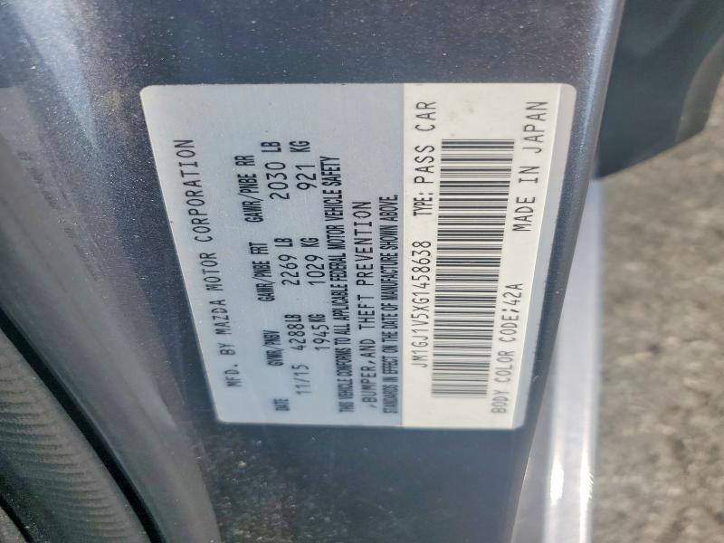 59381746 :رقم المزاد ، JM1GJ1V5XG1458638 vin ، 2016 Mazda 6 مزاد بيع