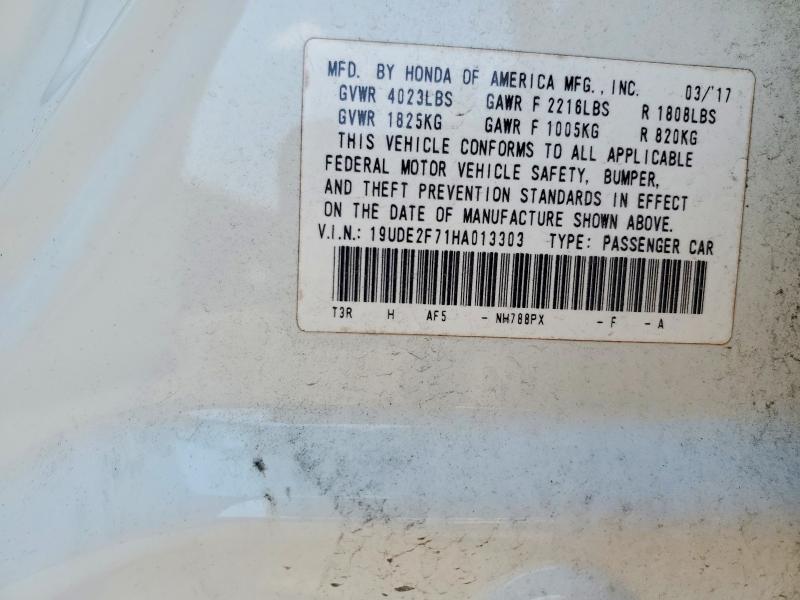 62611326 :رقم المزاد ، 19UDE2F71HA013303 vin ، 2017 Acura Ilx مزاد بيع