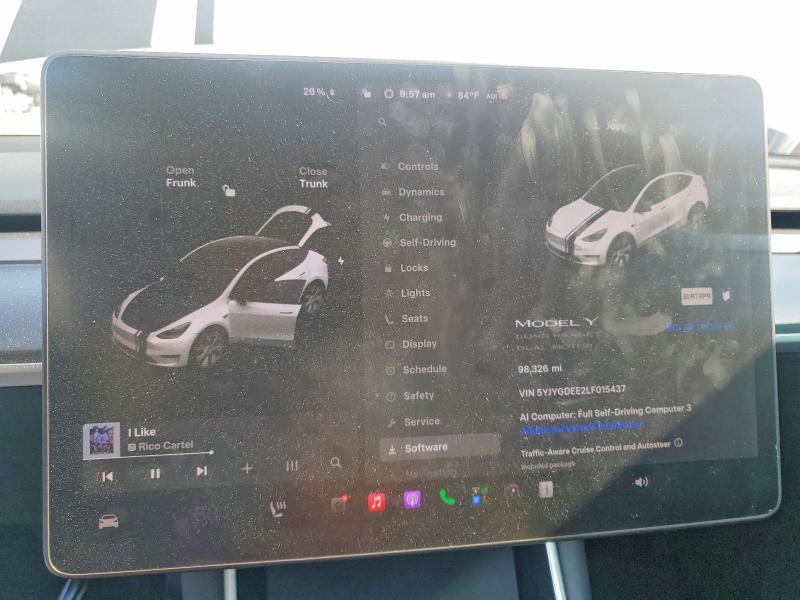 58036256 :رقم المزاد ، 5YJYGDEE2LF015437 vin ، 2020 Tesla Model Y مزاد بيع