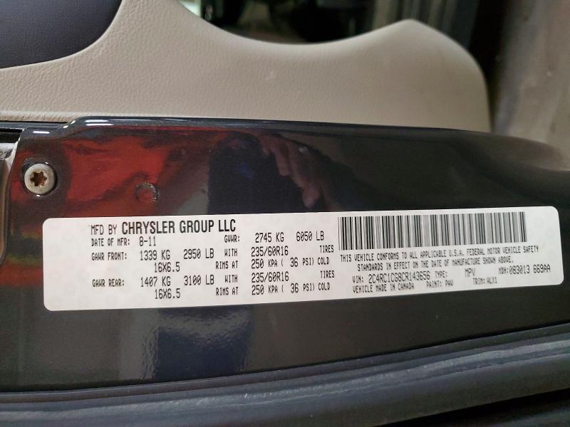 62259826 :رقم المزاد ، 2C4RC1CG8CR143656 vin ، 2012 Chrysler Town & Country مزاد بيع