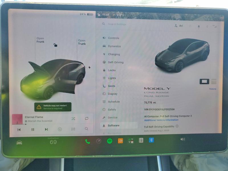 59914296 :رقم المزاد ، 5YJYGDEFXLF002556 vin ، 2020 Tesla Model Y مزاد بيع