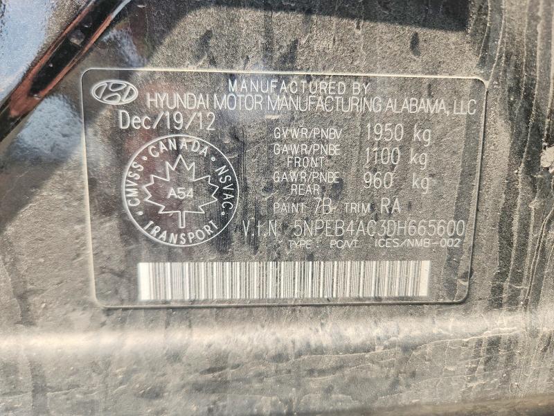 61120106 :رقم المزاد ، 5NPEB4AC3DH665600 vin ، 2013 Hyundai Sonata مزاد بيع