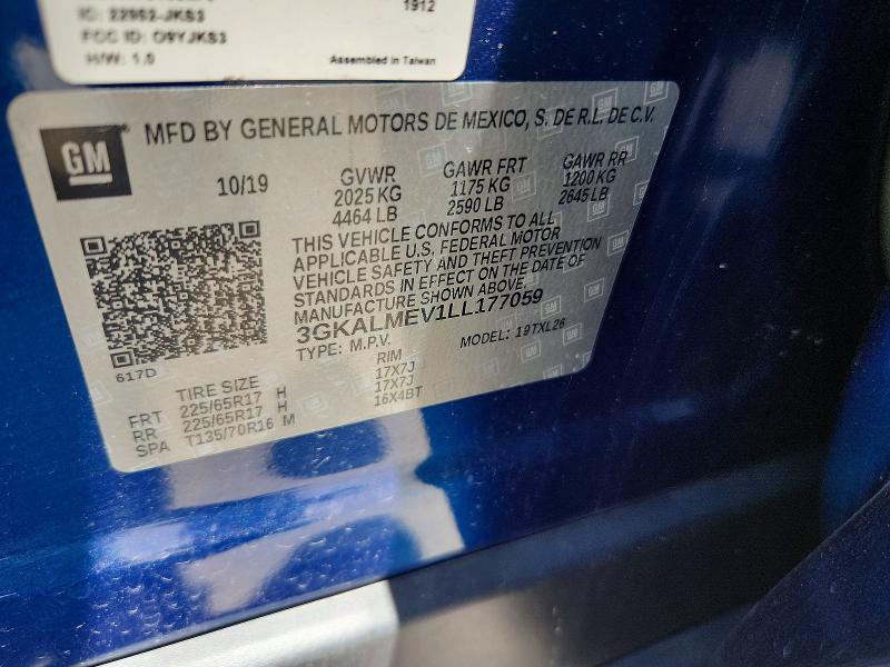 Aukcja sprzedaży 2020 Gmc Terrain, vin: 3GKALMEV1LL177059, numer aukcji: 59649406