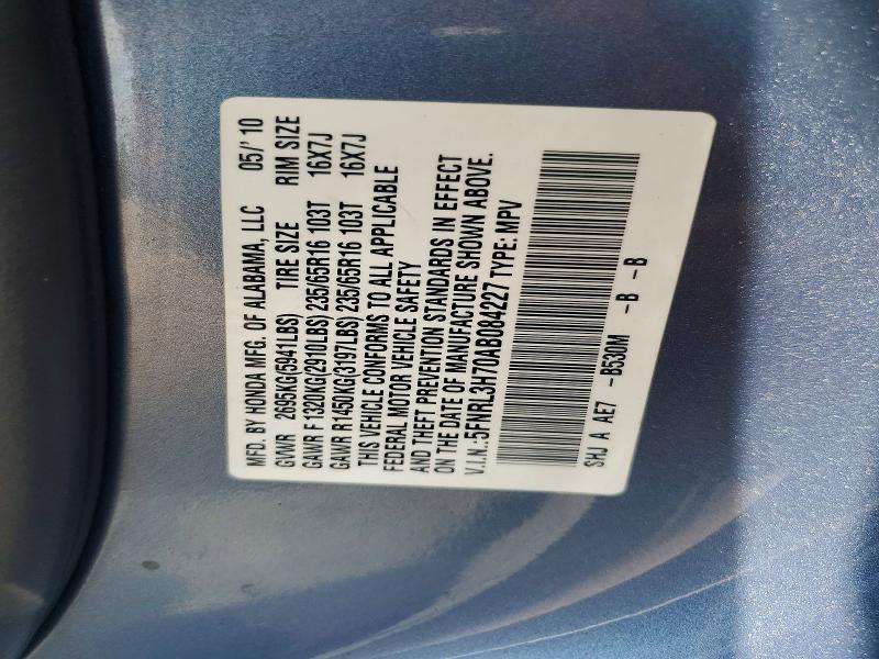 Aukcja sprzedaży 2010 Honda Odyssey, vin: 5FNRL3H70AB084227, numer aukcji: 59349726