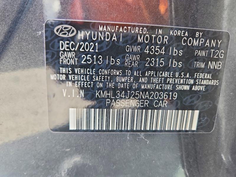 Aukcja sprzedaży 2022 Hyundai Sonota, vin: KMHL34J25NA203619, numer aukcji: 61220906