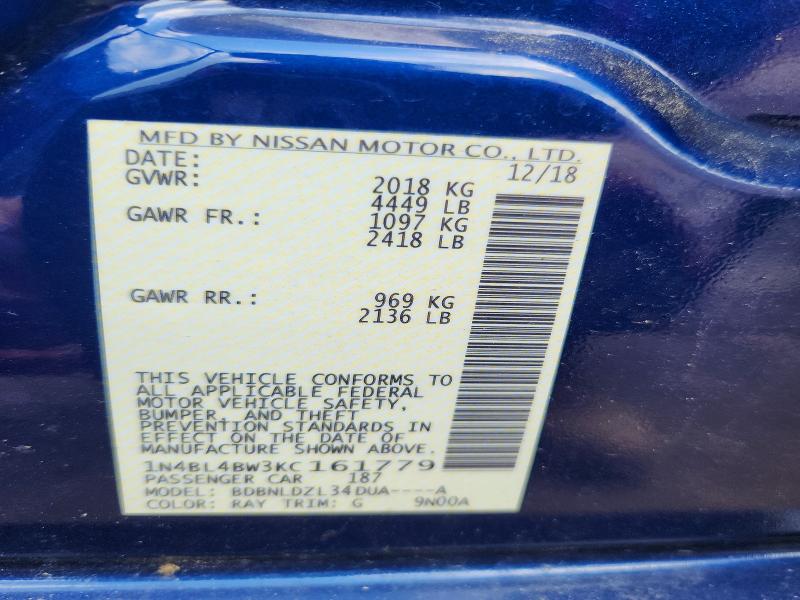 Продажа на аукционе авто 2019 Nissan Altima, vin: 1N4BL4BW3KC161779, номер лота: 59597276