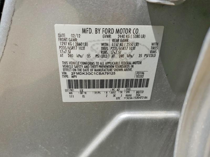 Aukcja sprzedaży 2012 Ford Edge, vin: 2FMDK3GC1CBA79125, numer aukcji: 61778416